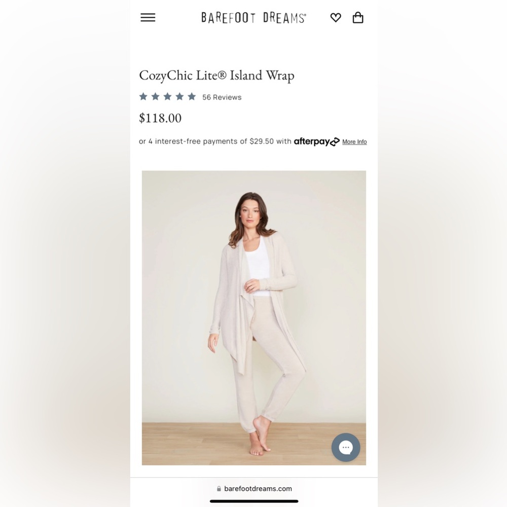 Barefoot Dreams cozy chic lite island wrap- taupe size small/medium